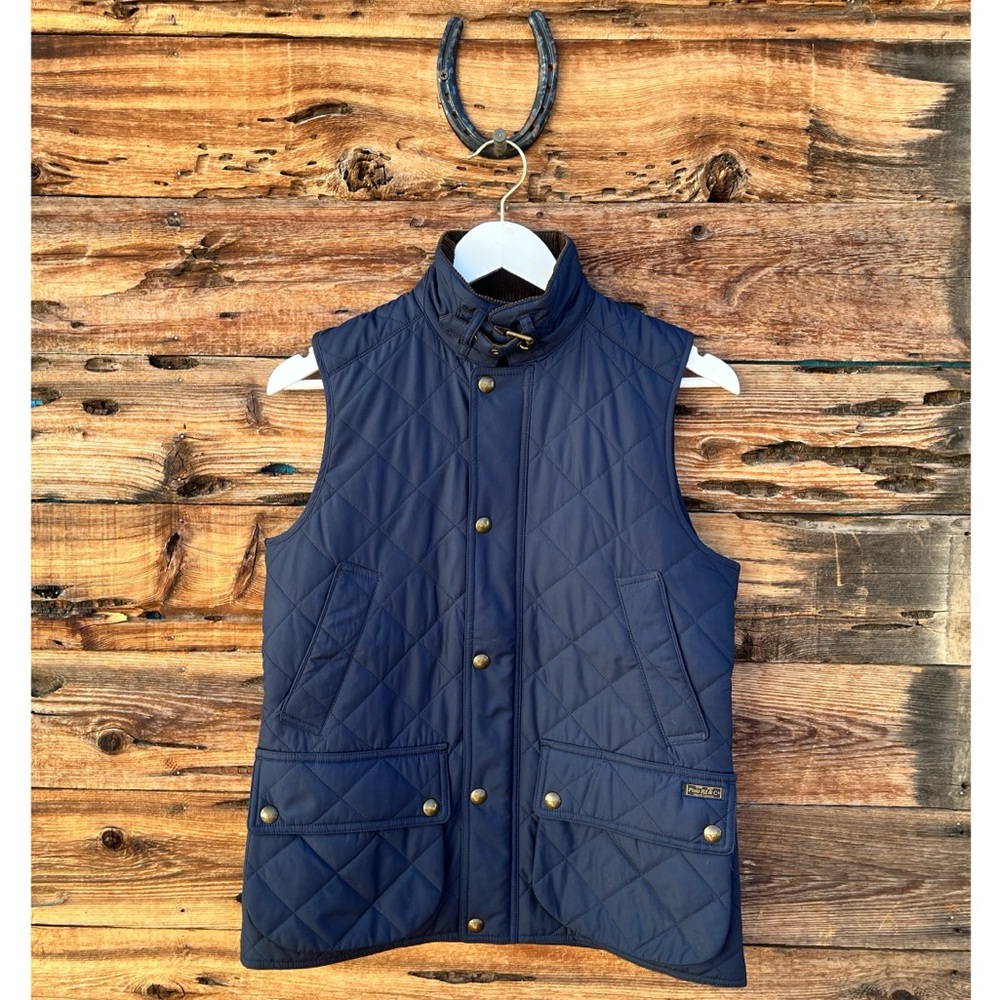 POLO | Ralph Lauren Navy Blue Quilted Vest Jacket Hunting Plaid Lined Men’s S